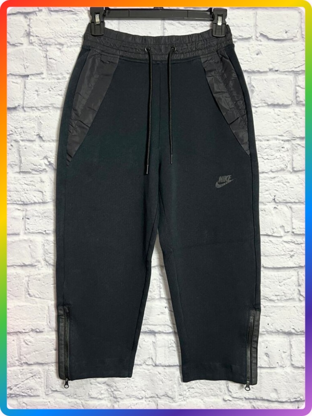 Nike Tech Fleece Jogger XS Navy Black Cropped Taper Zip Ankle Athletic Pants